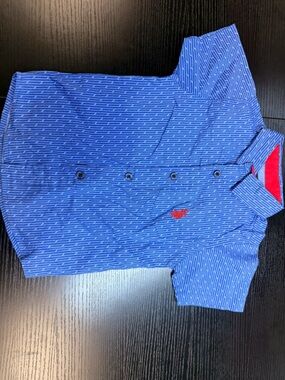 U.S. Polo Assn. Blue Short-Sleeve Button-Down Shirt with Red Logo